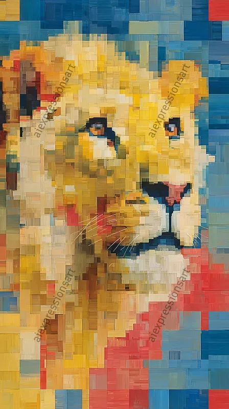 Abstract Colorful Pixel Mosaic Art