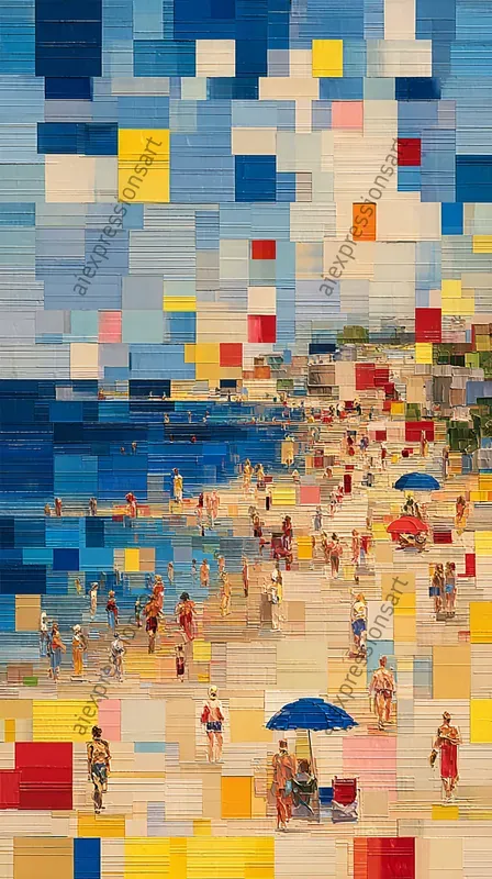 Abstract Colorful Pixel Mosaic Art