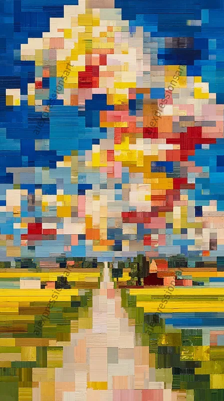 Abstract Colorful Pixel Mosaic Art