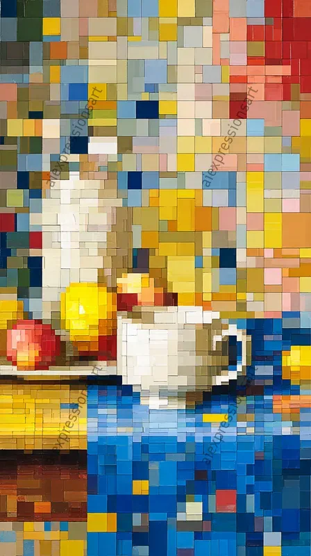Abstract Colorful Pixel Mosaic Art