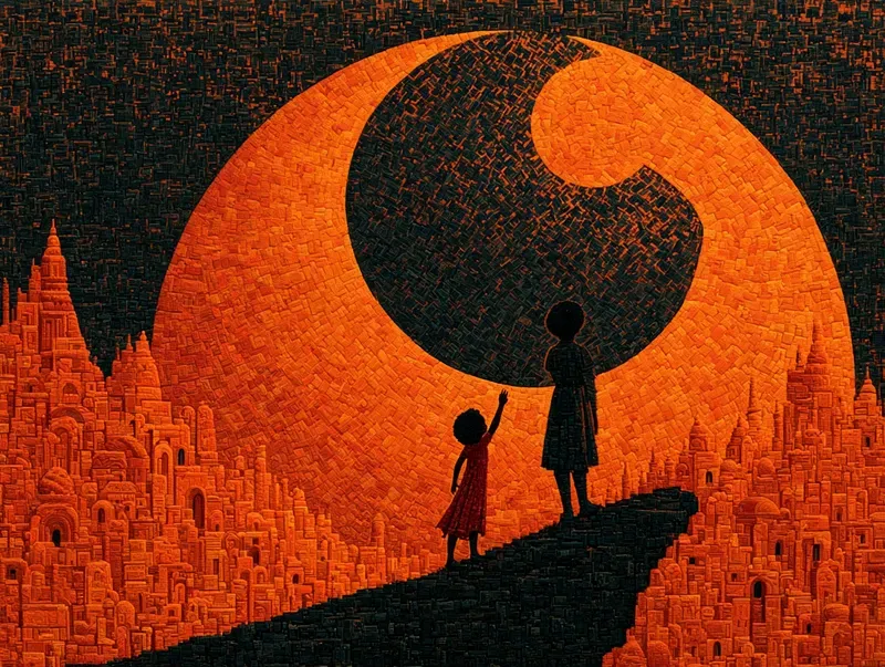 Epic Amber Silhouette Folk Art