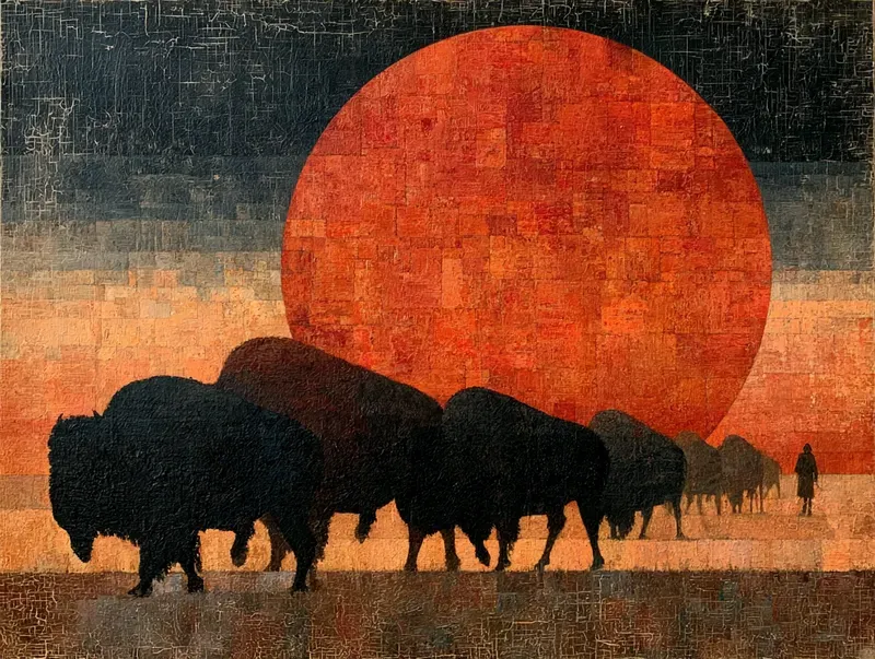 Epic Amber Silhouette Folk Art
