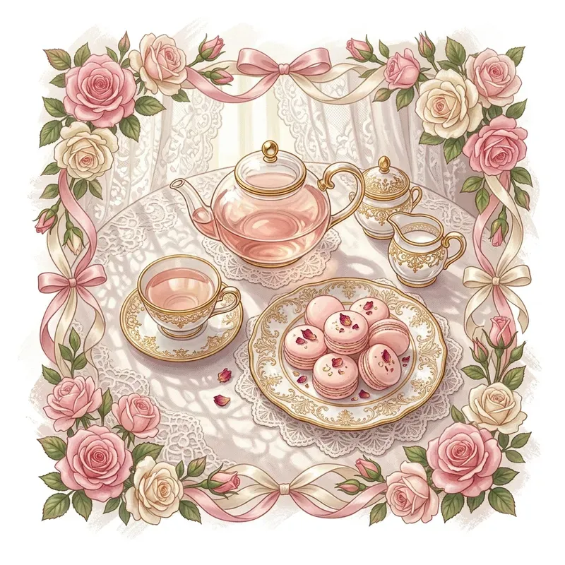 Coquette Tea Set Macaron Clipart