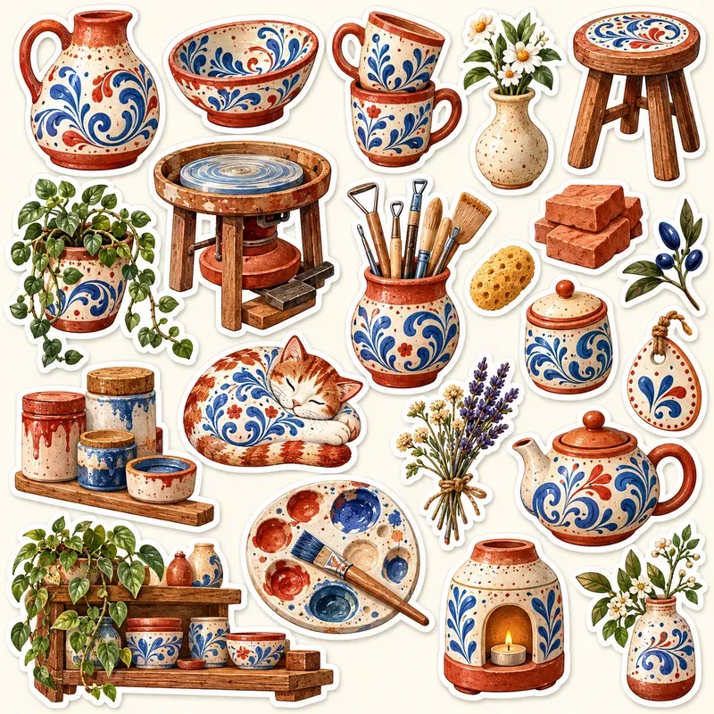 Rustic Folkart Thematic Sticker Sets