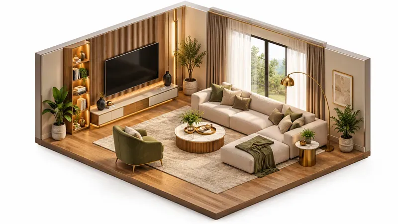 3D Isometric Interior Rooms