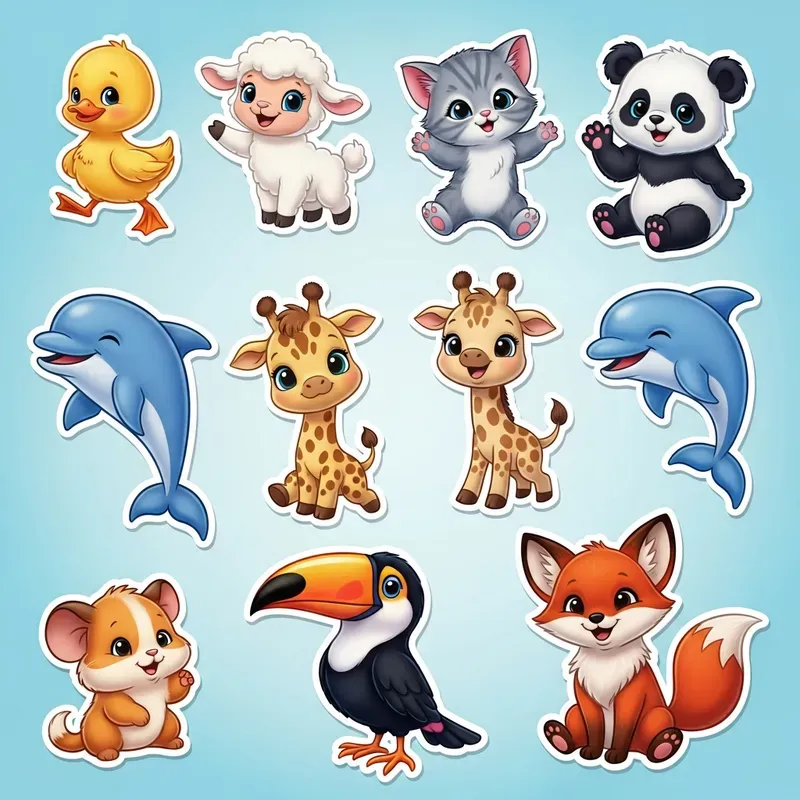 Cute Disneystyle Animal Sticker Sets