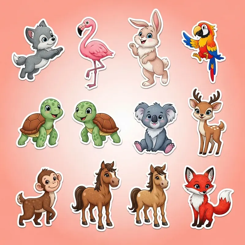 Cute Disneystyle Animal Sticker Sets