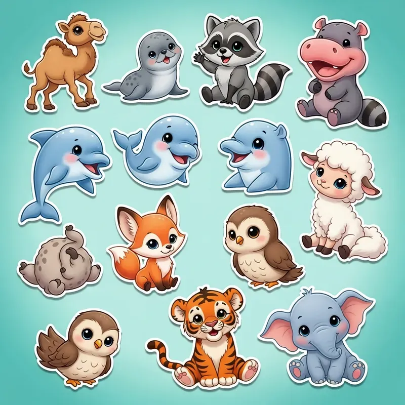 Cute Disneystyle Animal Sticker Sets
