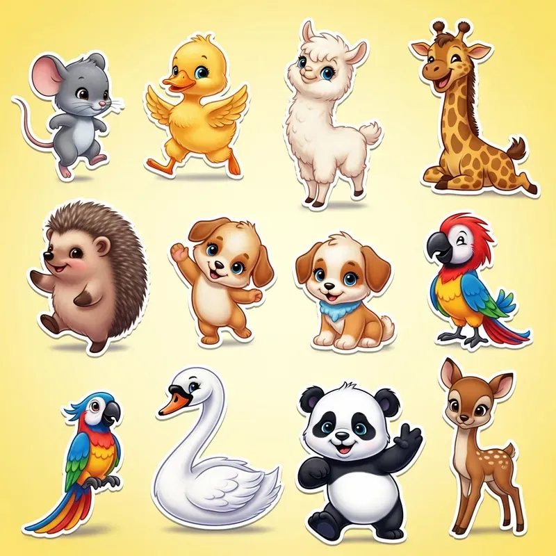 Cute Disneystyle Animal Sticker Sets