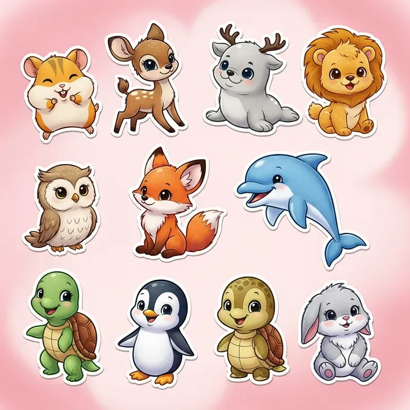 Cute Disneystyle Animal Sticker Sets