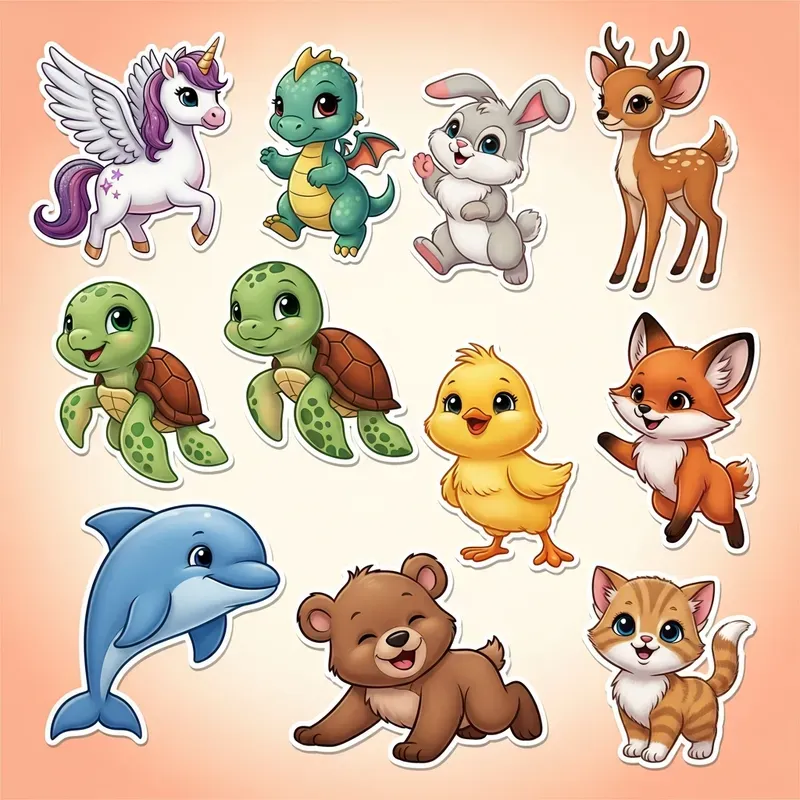 Cute Disneystyle Animal Sticker Sets