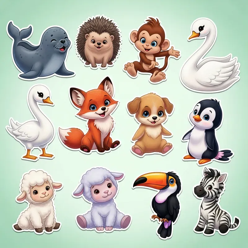 Cute Disneystyle Animal Sticker Sets