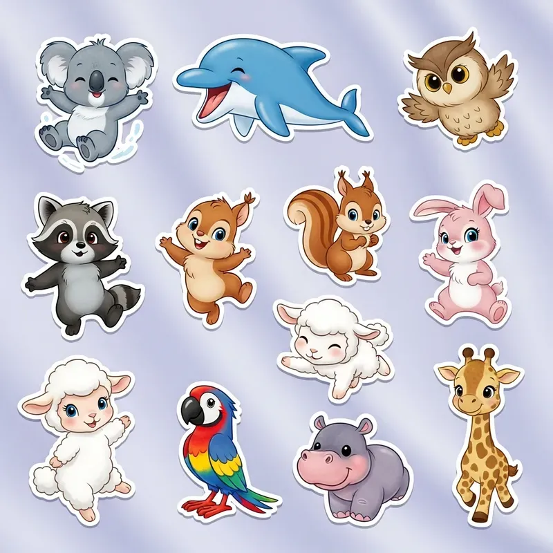 Cute Disneystyle Animal Sticker Sets