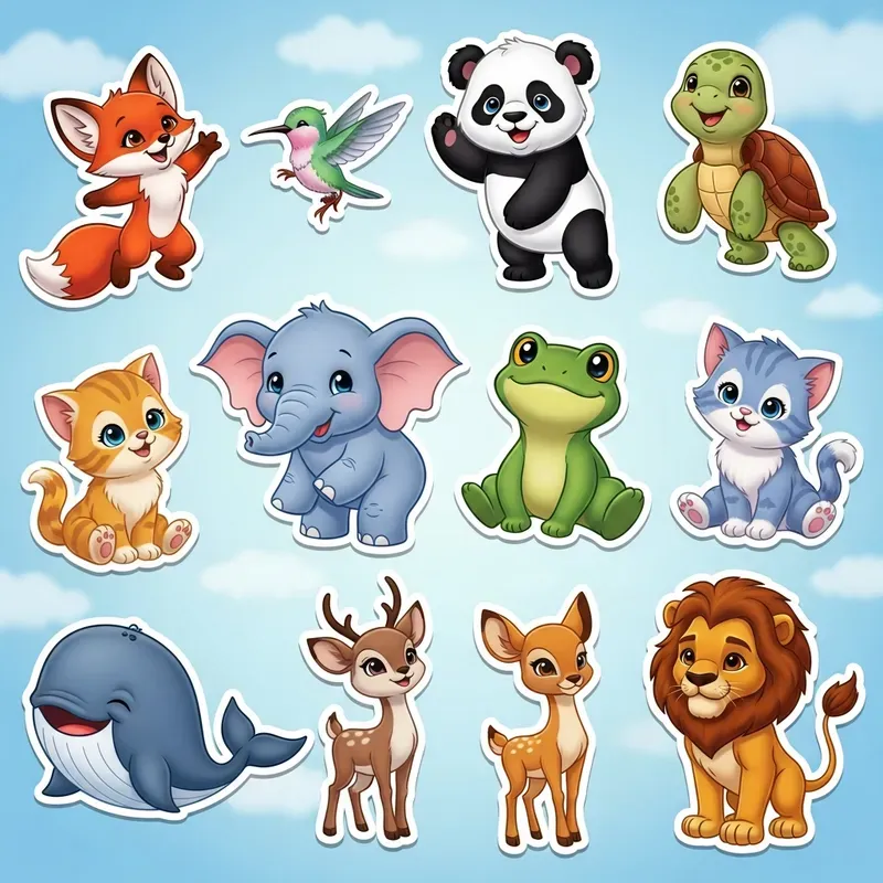 Cute Disneystyle Animal Sticker Sets