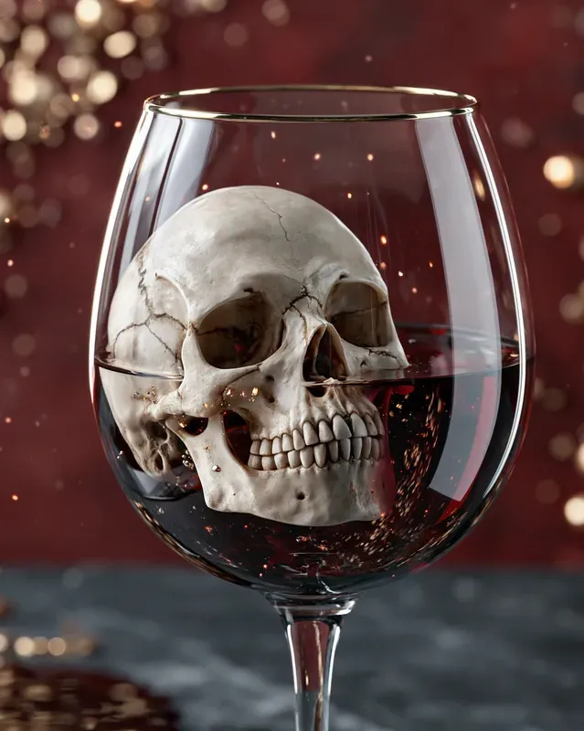 Skulls In Red Wine Gothic Horror 3Ds