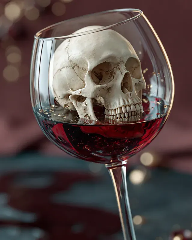 Skulls In Red Wine Gothic Horror 3Ds