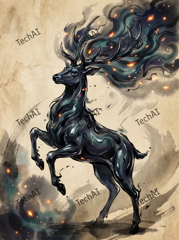 Japanese Ink Wash Cosmic Art