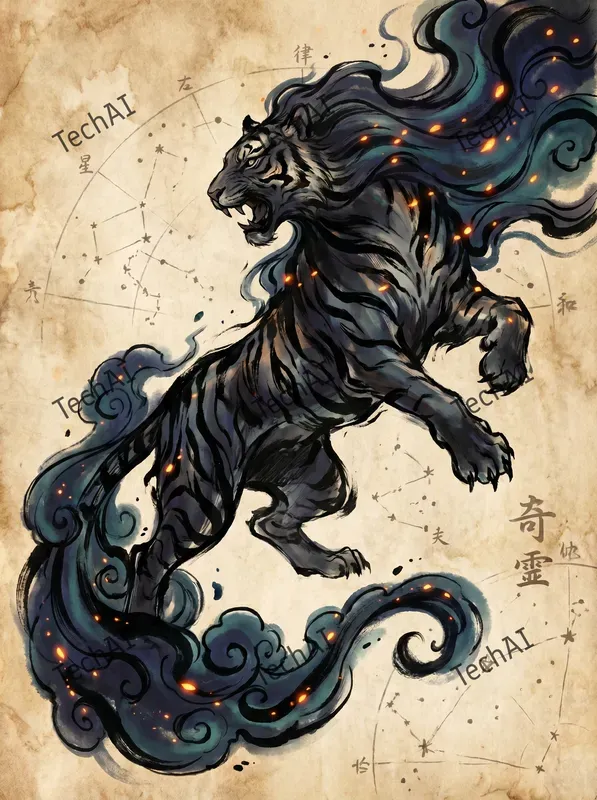 Japanese Ink Wash Cosmic Art