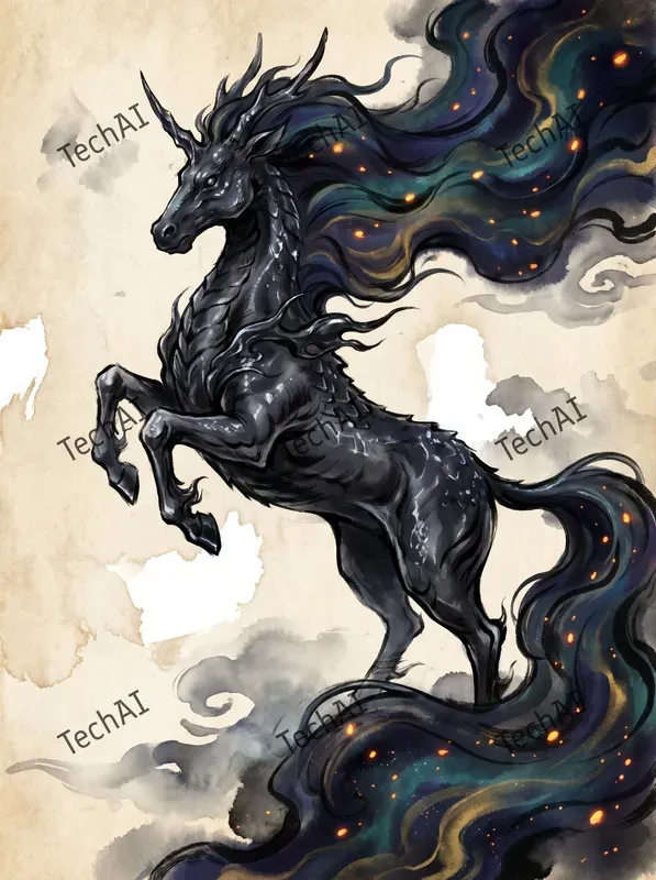 Japanese Ink Wash Cosmic Art