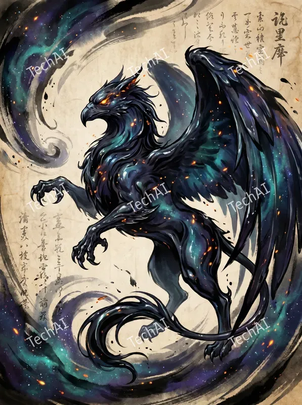 Japanese Ink Wash Cosmic Art
