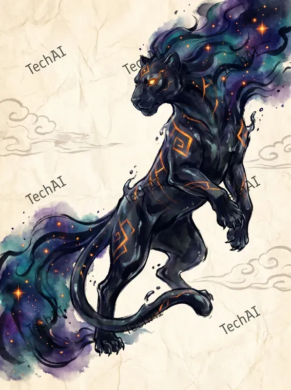 Japanese Ink Wash Cosmic Art