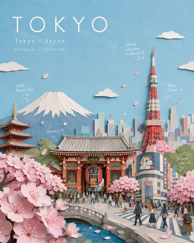 3D Paper Collage Travel Posters
