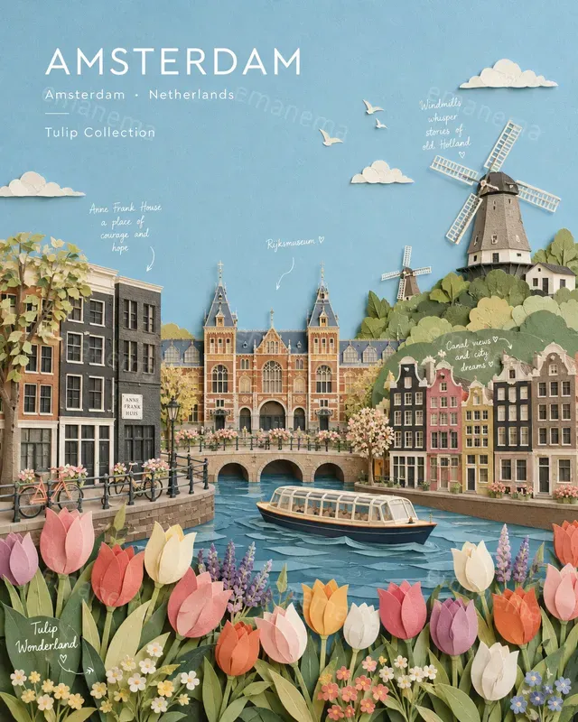 3D Paper Collage Travel Posters