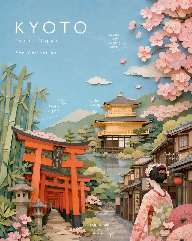 3D Paper Collage Travel Posters