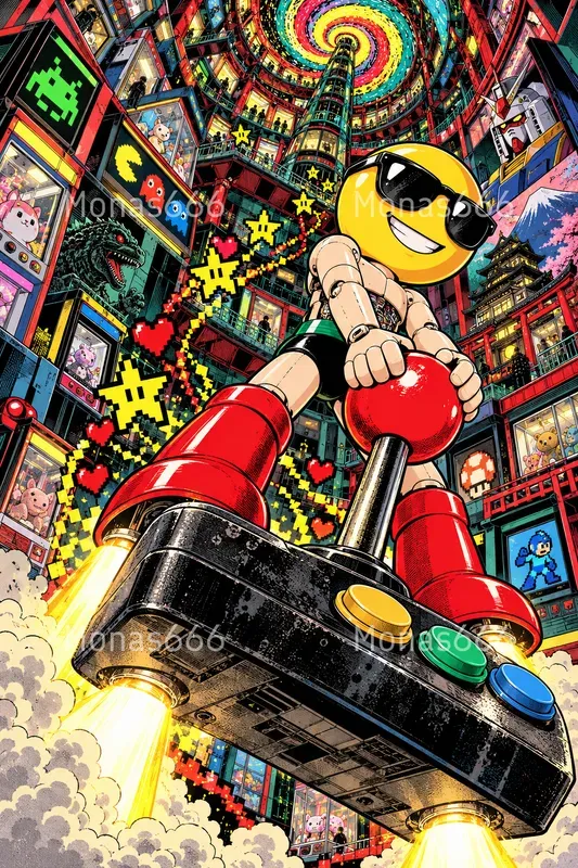 Psychedelic Akibapunk Pop Culture Art