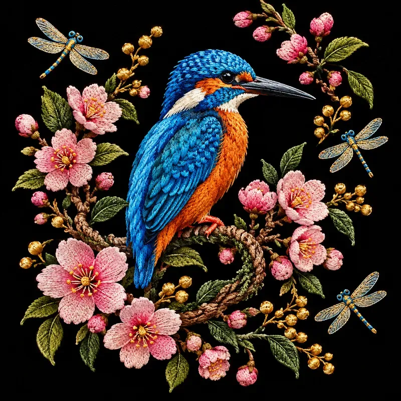 Whimsical Embroidered Nature Art