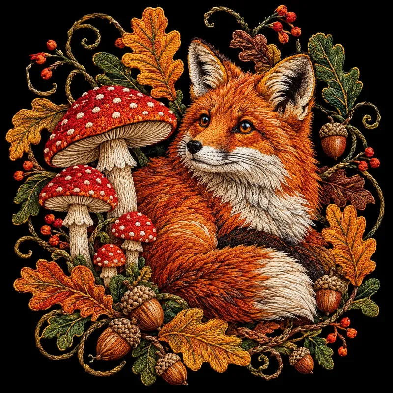 Whimsical Embroidered Nature Art