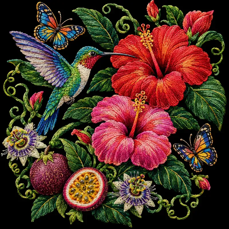 Whimsical Embroidered Nature Art