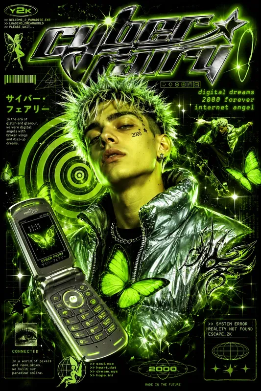 Y2k Cyber Fairy Collage Posters