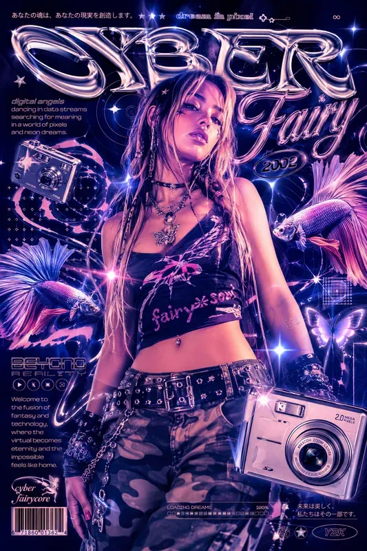 Y2k Cyber Fairy Collage Posters