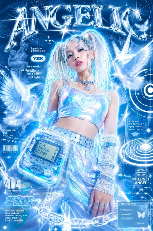Y2k Cyber Fairy Collage Posters