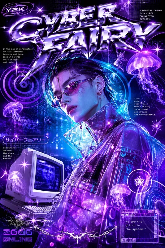 Y2k Cyber Fairy Collage Posters