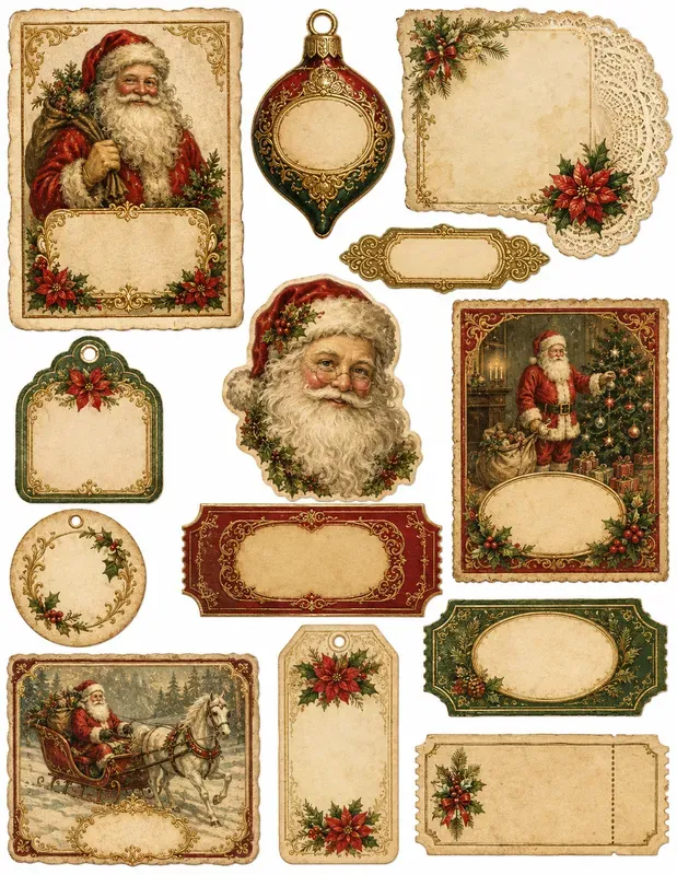 Victorian Christmas Ephemera Cards Tags