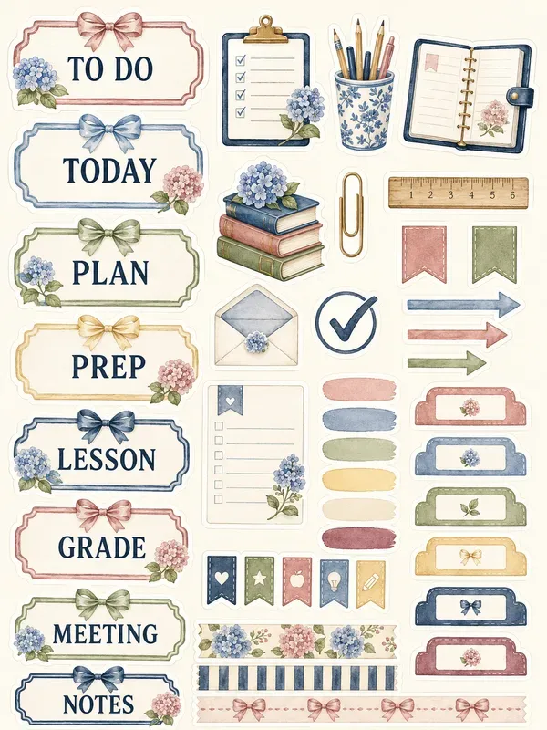 Grannychic Teacher Planner Stickers