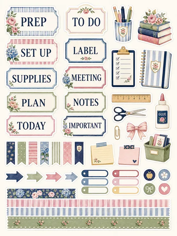 Grannychic Teacher Planner Stickers