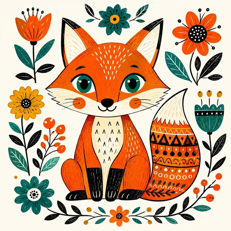 Whimsical Folk Animal Characters