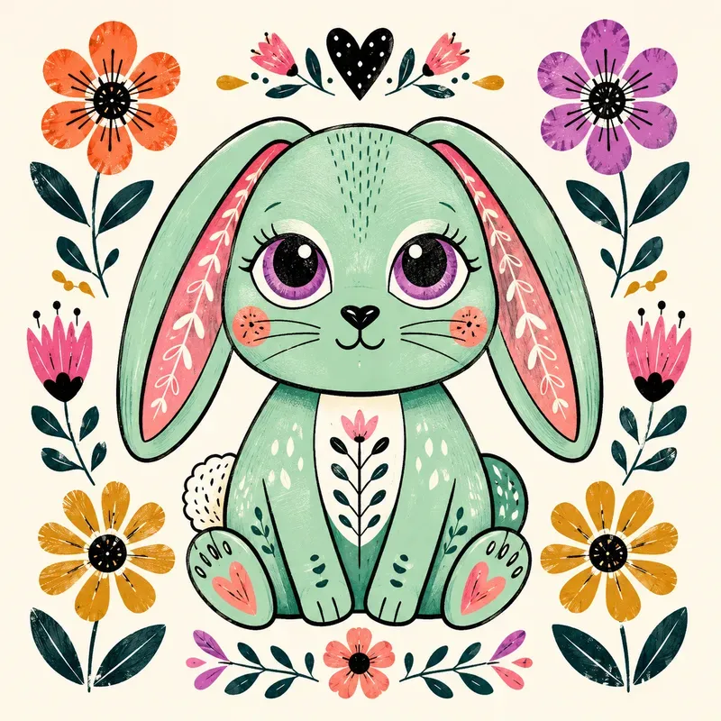Whimsical Folk Animal Characters