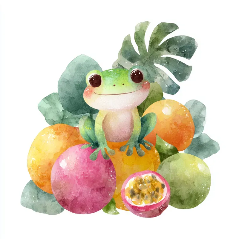 Cute Jungle Animal Fruit Watercolors