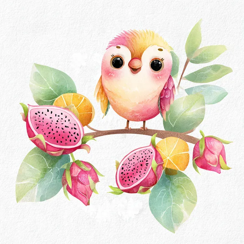 Cute Jungle Animal Fruit Watercolors