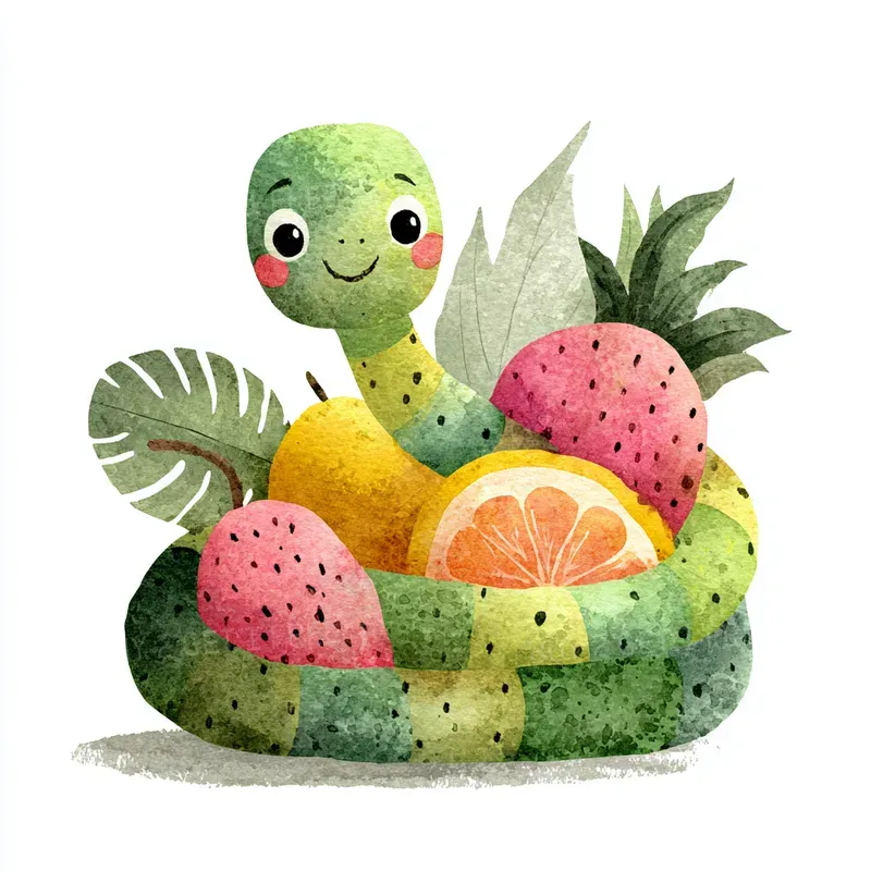 Cute Jungle Animal Fruit Watercolors