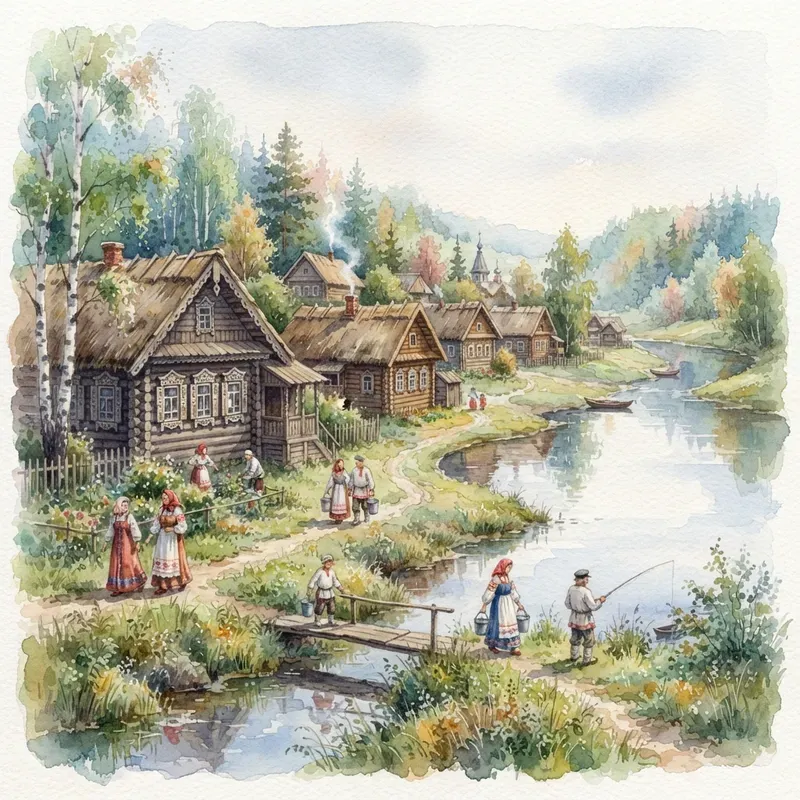 Ancient Russia Watercolor Illustrations