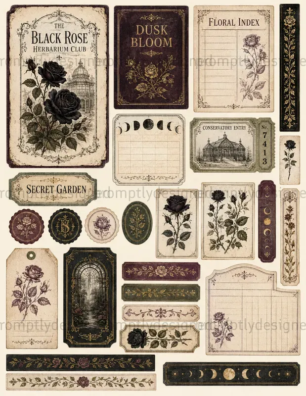 Haunted Botanical Halloween Scraps