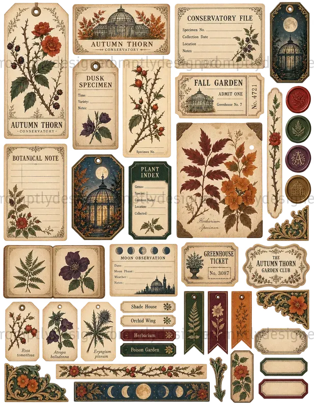 Haunted Botanical Halloween Scraps
