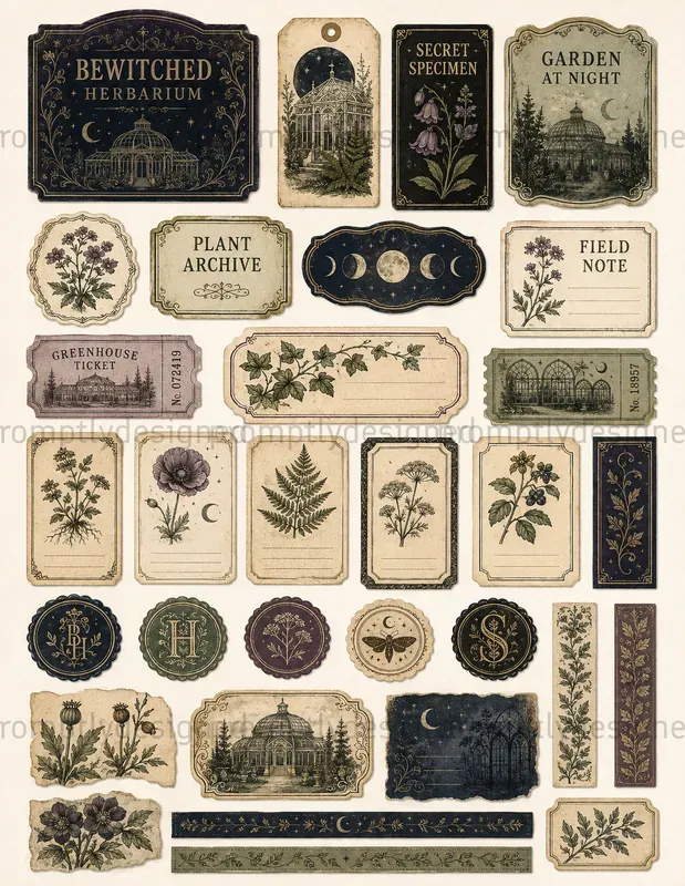Haunted Botanical Halloween Scraps