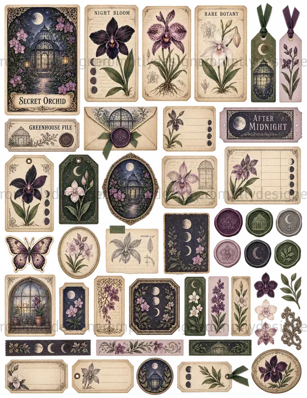 Haunted Botanical Halloween Scraps