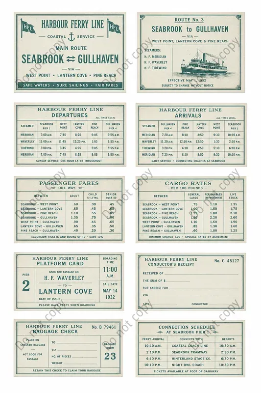 Vintage Timetable Strip Sheets
